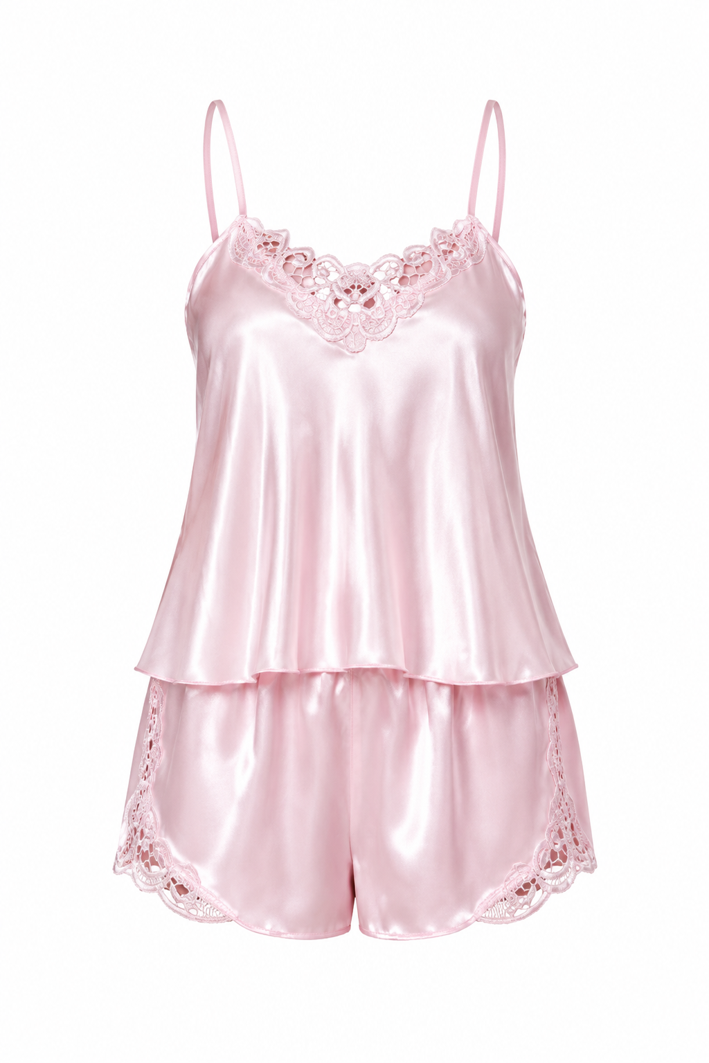 Dantel Detaylı Saten Şortlu Pijama Takımı