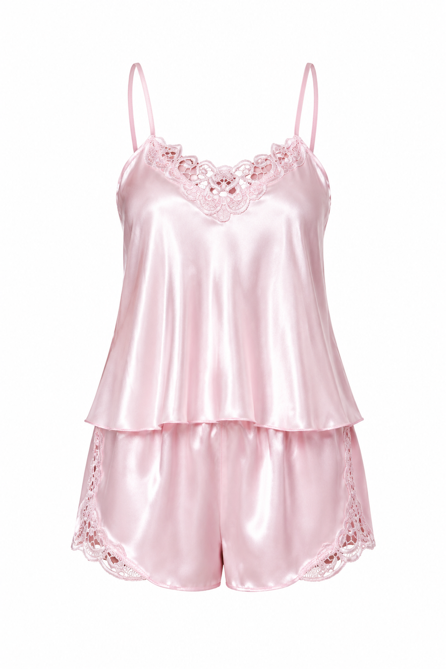 Dantel Detaylı Saten Şortlu Pijama Takımı