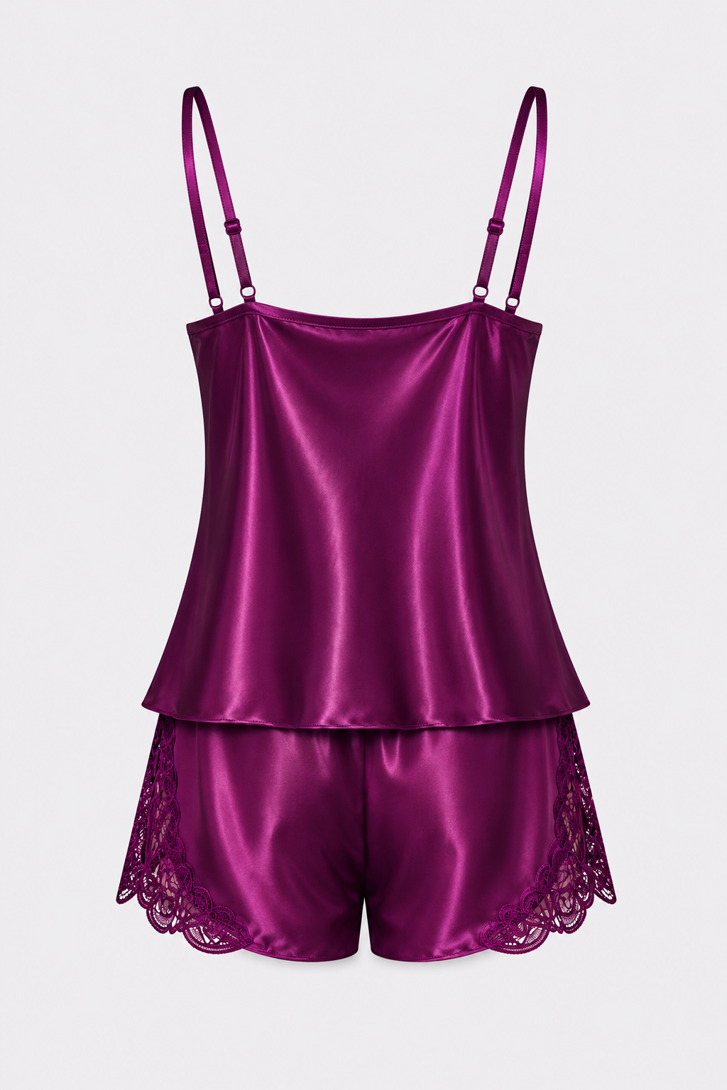 Dantelli Saten Şortlu Pijama Takımı
