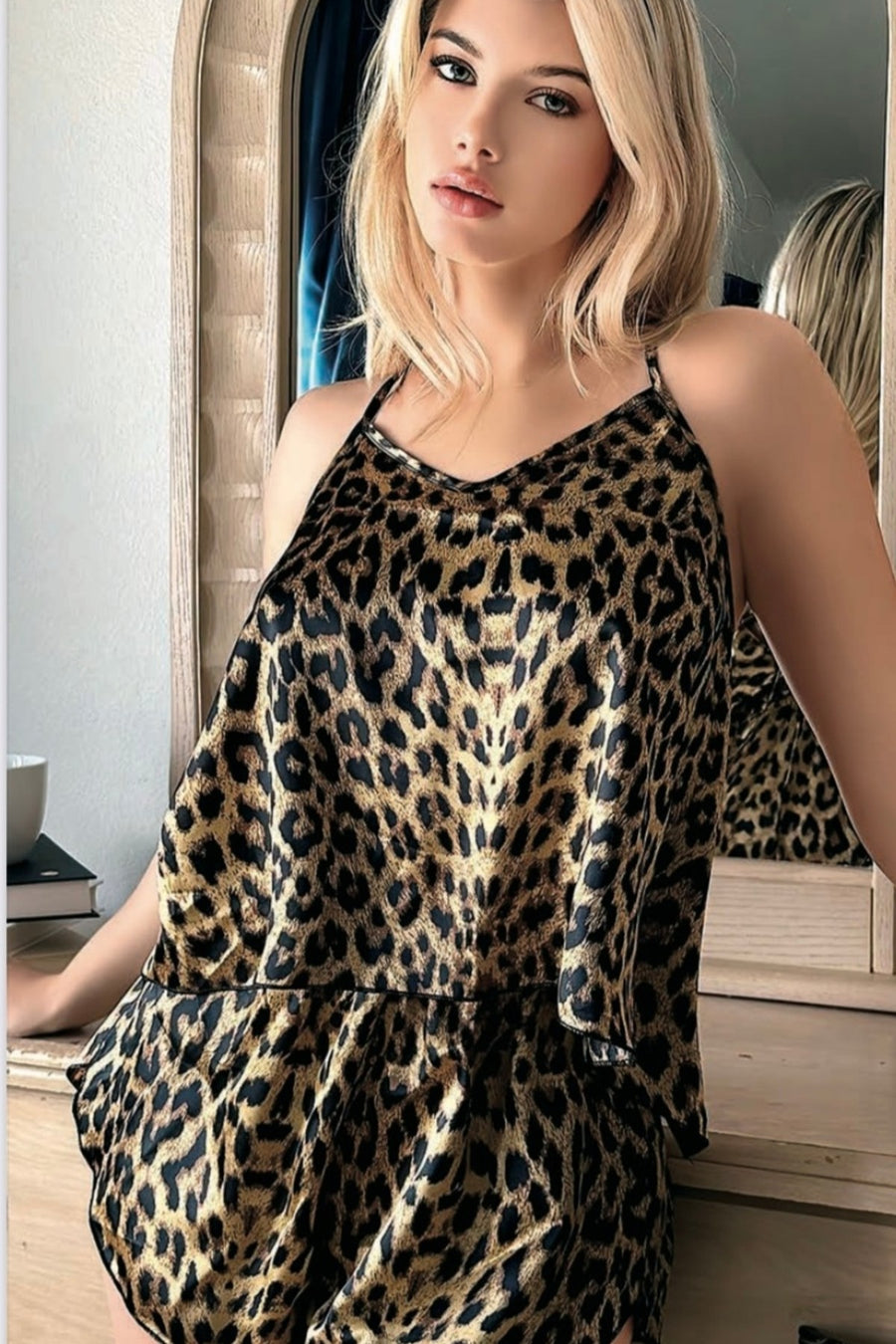 Wild Glow Saten Şortlu Pijama Takımı